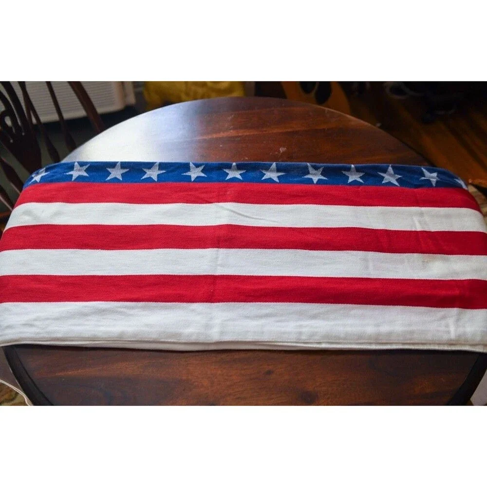 CRATE & BARREL Stars & Stripes American Flag 14”x90” TABLE RUNNER 4th of July